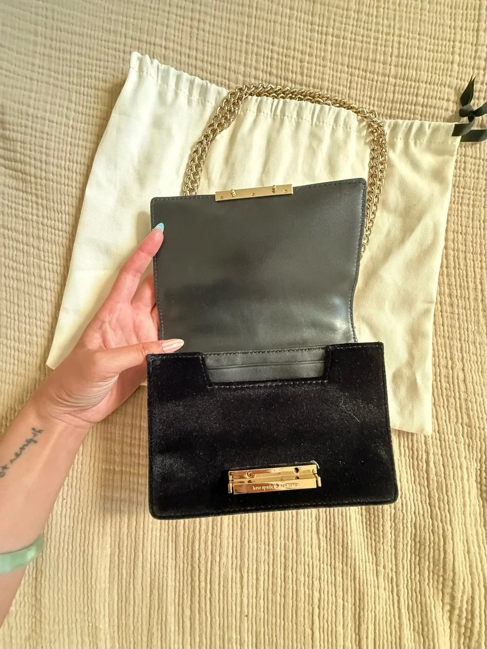 kate spade Black Crossbody Bag with Gold Chain